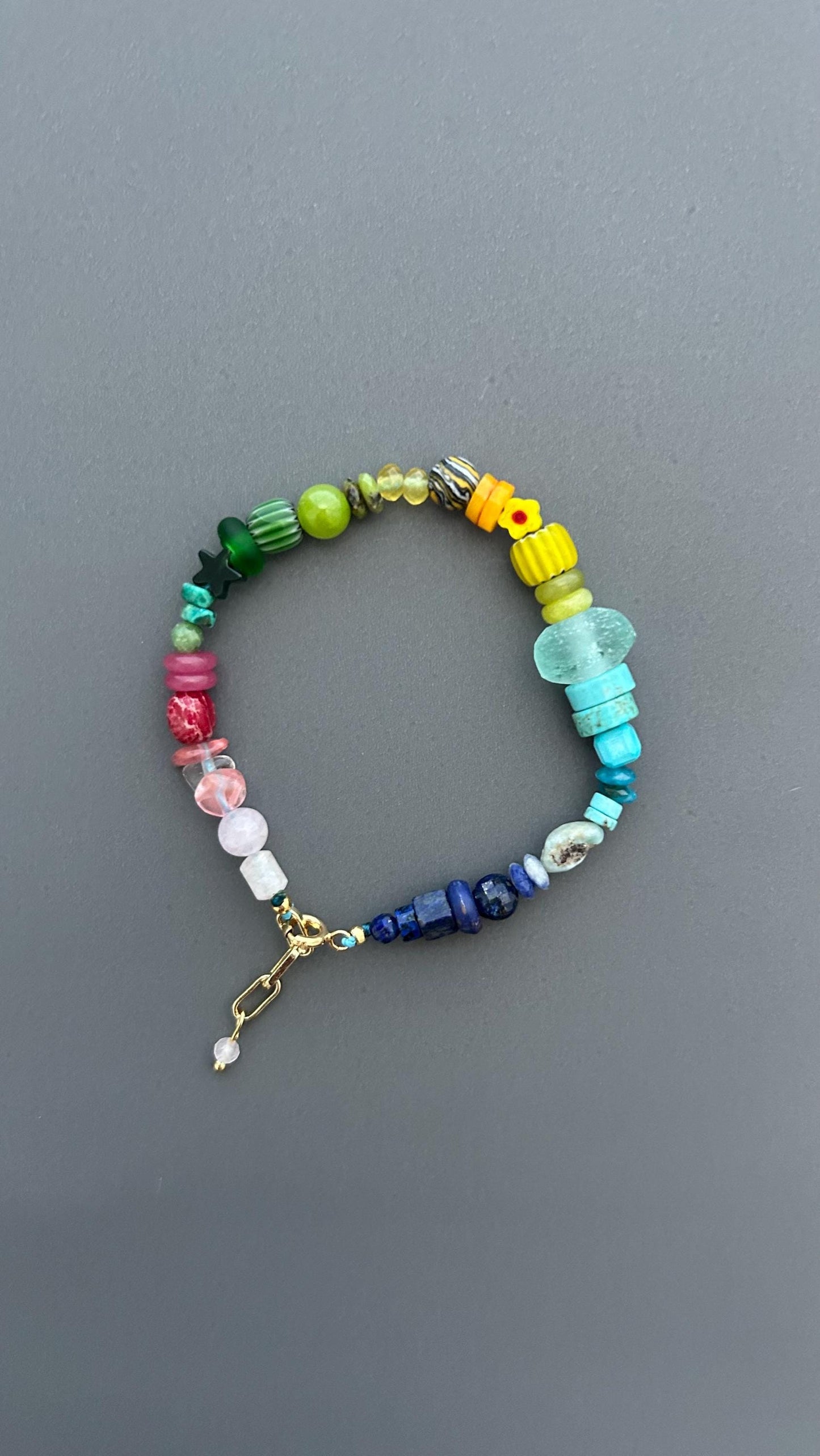 Colorful Gemstone Bracelet, Rainbow Beaded Bracelet, Mixed Stone Jewelry, Boho Artisan Bracelet, Handmade Crystal Bracelet, Gift for Her