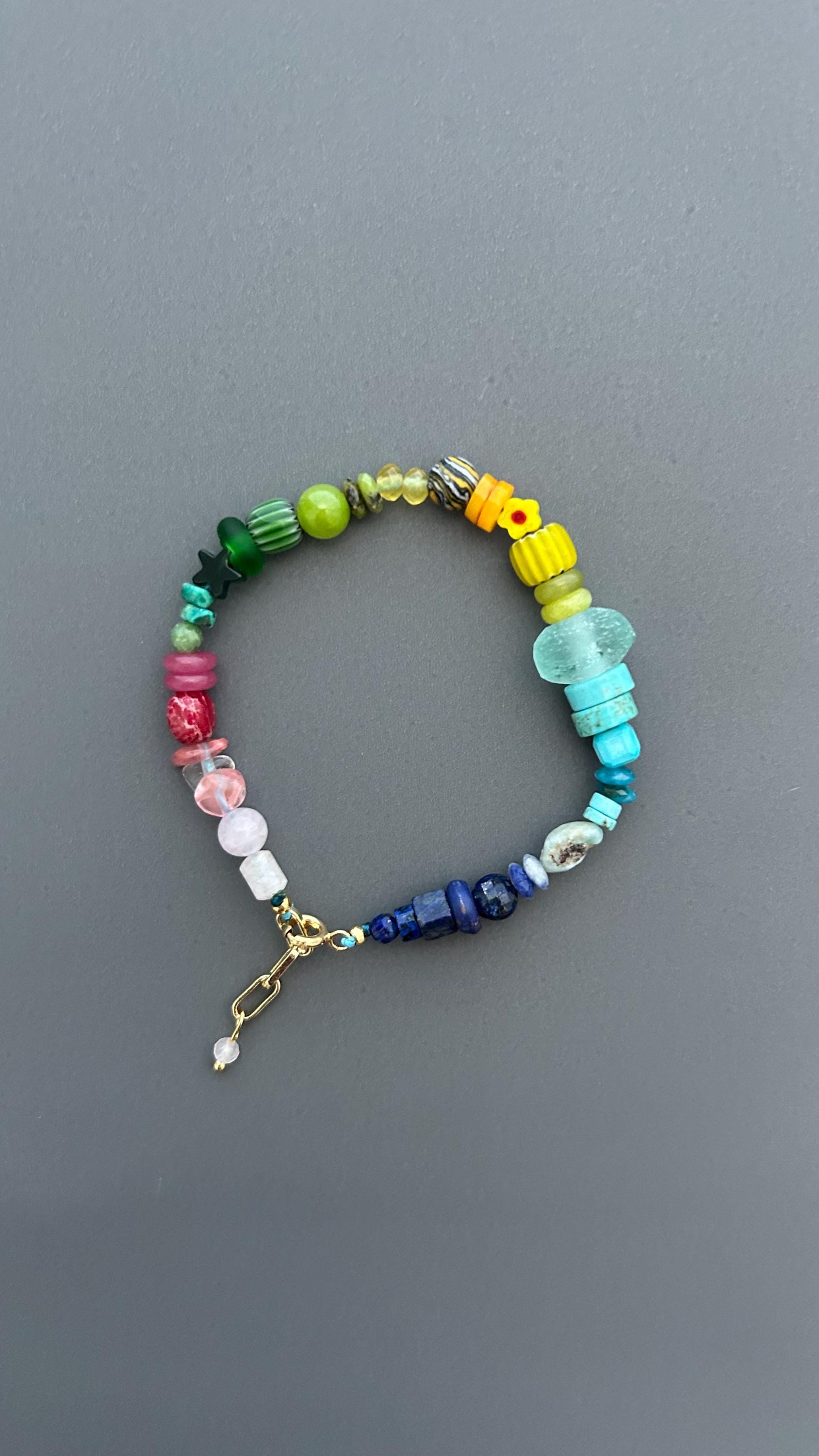 Colorful Gemstone Bracelet, Rainbow Beaded Bracelet, Mixed Stone Jewelry, Boho Artisan Bracelet, Handmade Crystal Bracelet, Gift for Her
