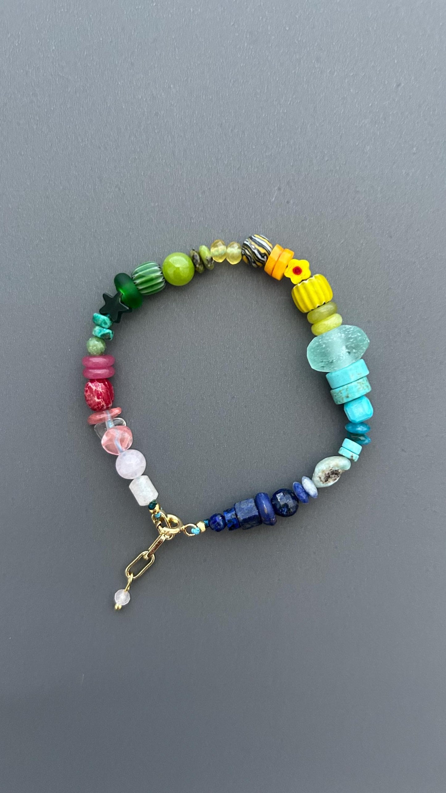 Colorful Gemstone Bracelet, Rainbow Beaded Bracelet, Mixed Stone Jewelry, Boho Artisan Bracelet, Handmade Crystal Bracelet, Gift for Her