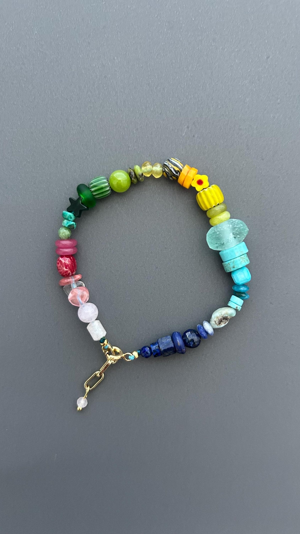 Colorful Gemstone Bracelet, Rainbow Beaded Bracelet, Mixed Stone Jewelry, Boho Artisan Bracelet, Handmade Crystal Bracelet, Gift for Her