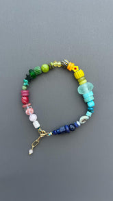 Colorful Gemstone Bracelet, Rainbow Beaded Bracelet, Mixed Stone Jewelry, Boho Artisan Bracelet, Handmade Crystal Bracelet, Gift for Her