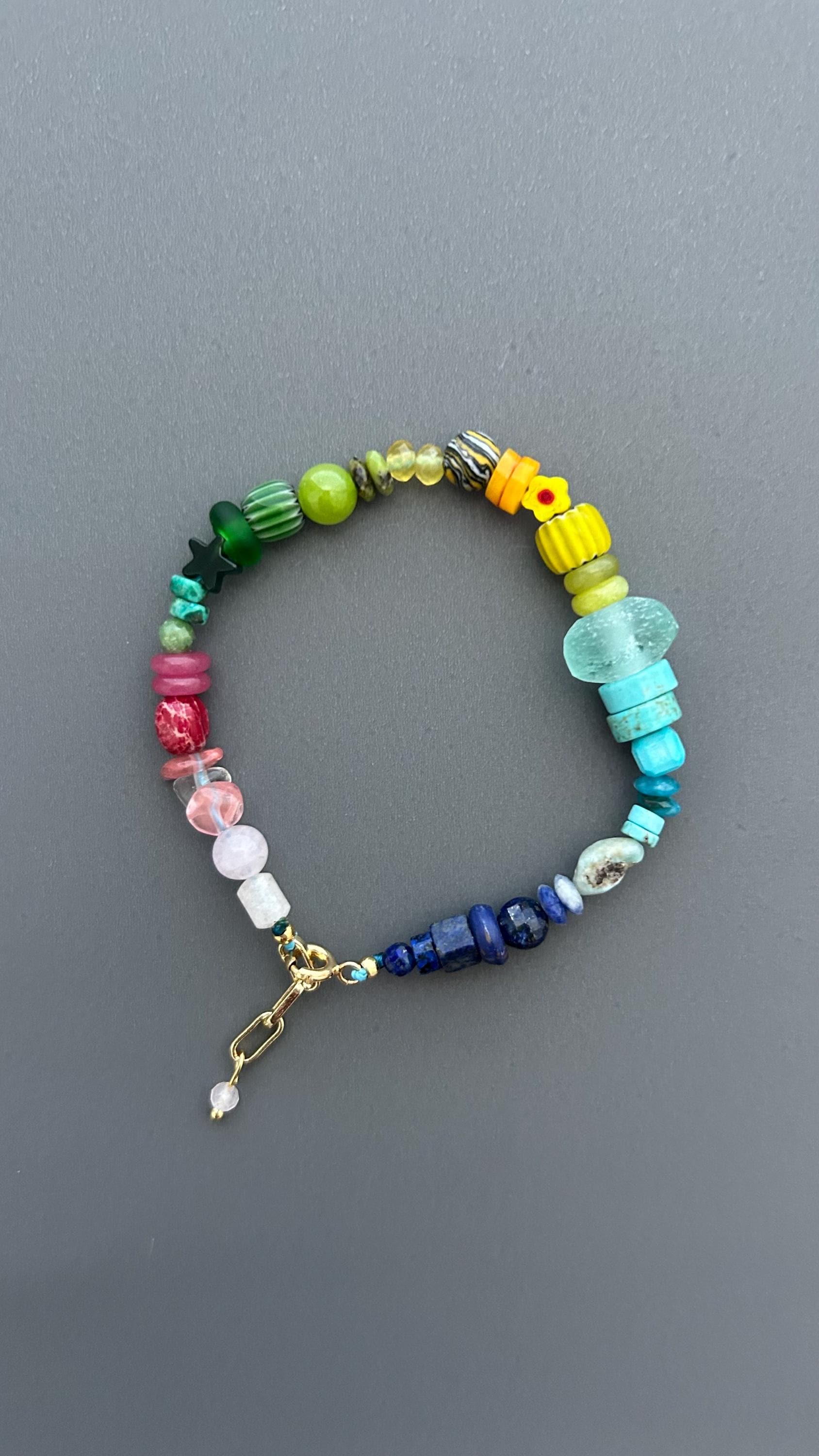 Colorful Gemstone Bracelet, Rainbow Beaded Bracelet, Mixed Stone Jewelry, Boho Artisan Bracelet, Handmade Crystal Bracelet, Gift for Her