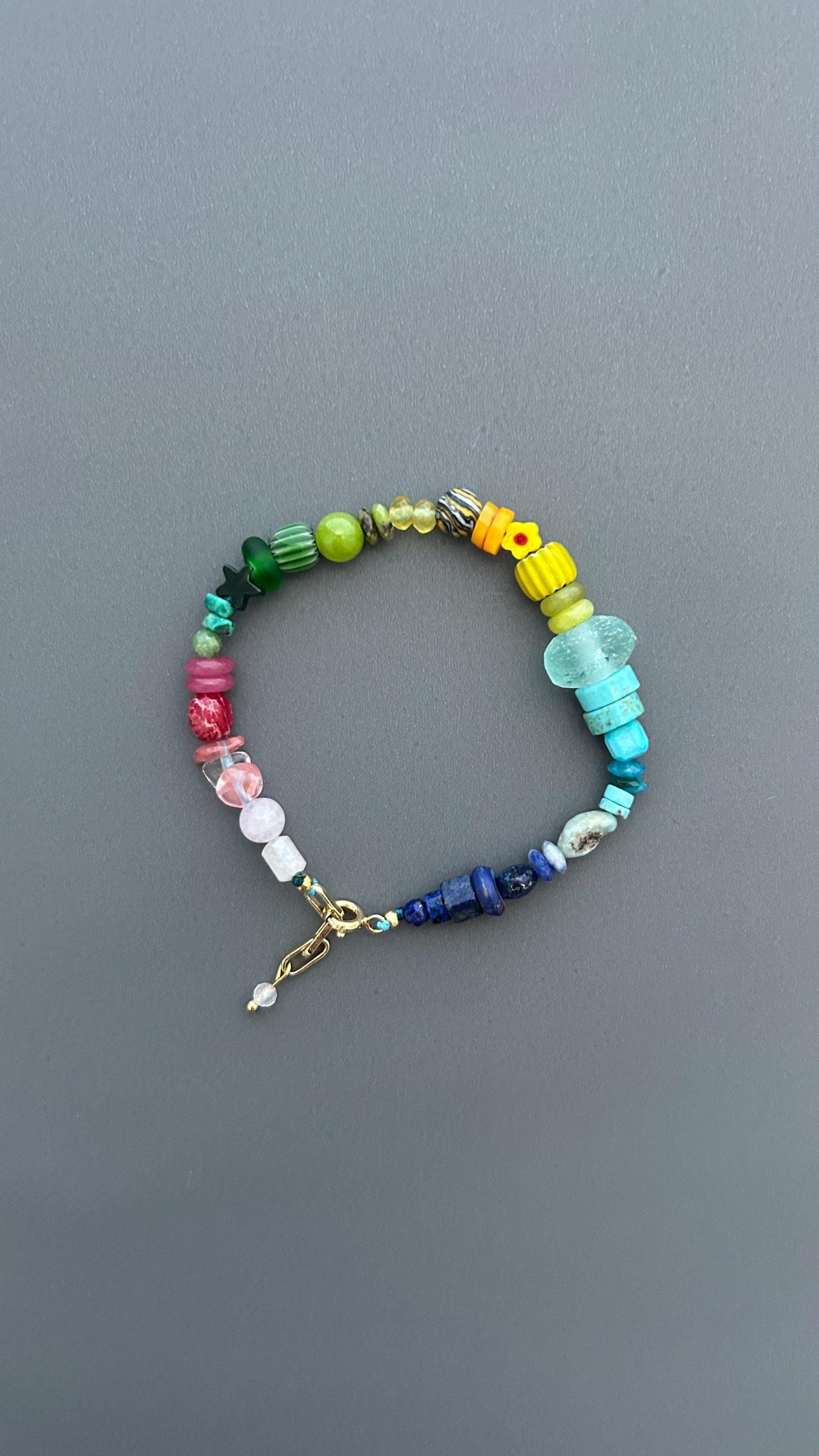 Colorful Gemstone Bracelet, Rainbow Beaded Bracelet, Mixed Stone Jewelry, Boho Artisan Bracelet, Handmade Crystal Bracelet, Gift for Her