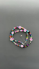 Colorful Flower Beaded Necklace | Boho Gemstone Necklace | Handmade Daisy Jewelry | Summer Layering Necklace | Festival Jewelry Gift