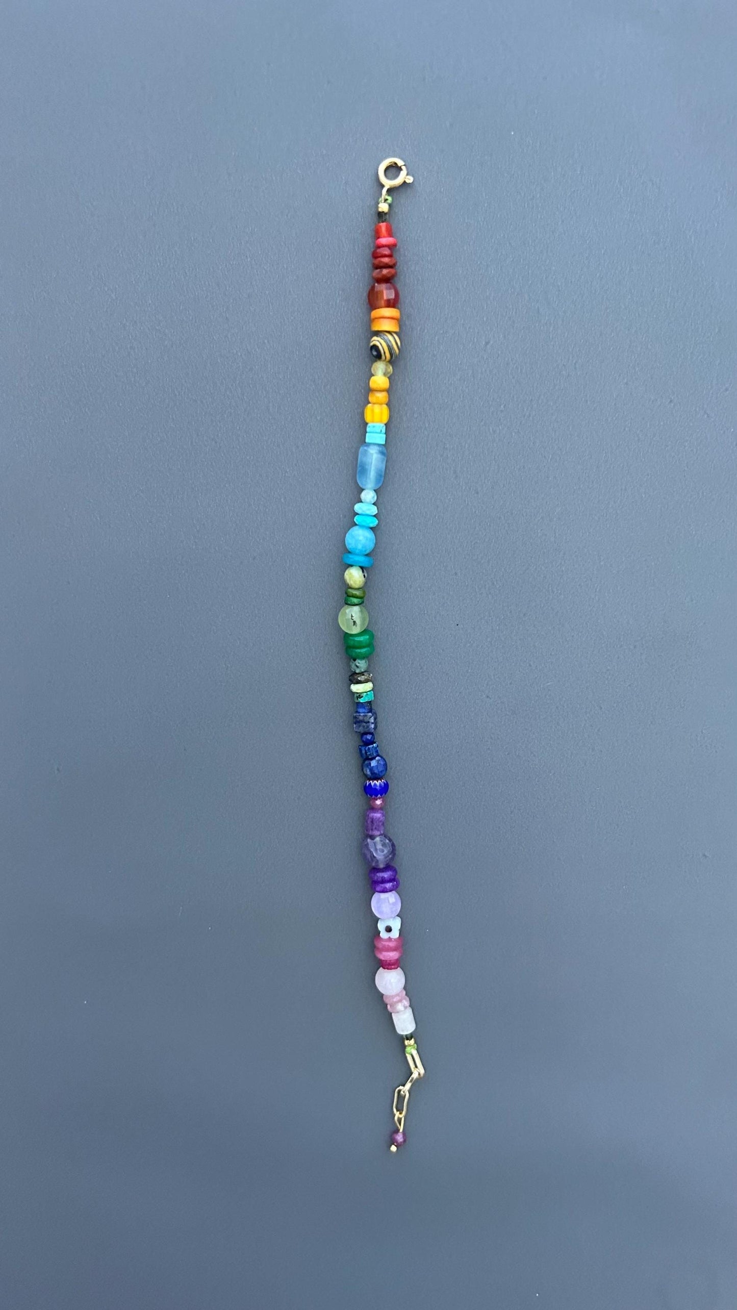 Rainbow Gemstone Bracelet | Color Spectrum Crystal Bracelet | Handmade Multicolor Beaded Jewelry | Chakra Inspired Gift for Her | Boho Luxe