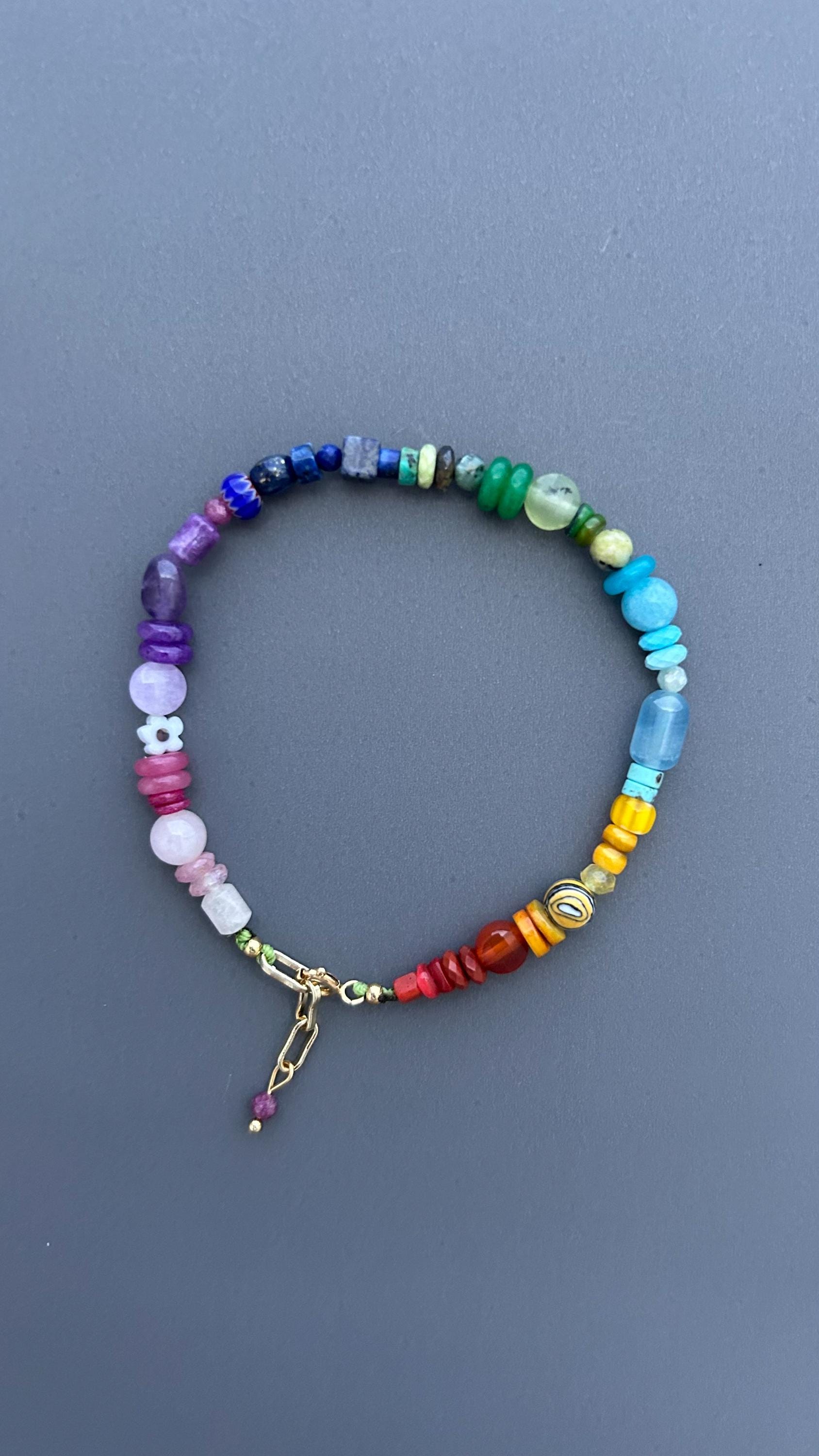 Rainbow Gemstone Bracelet | Color Spectrum Crystal Bracelet | Handmade Multicolor Beaded Jewelry | Chakra Inspired Gift for Her | Boho Luxe