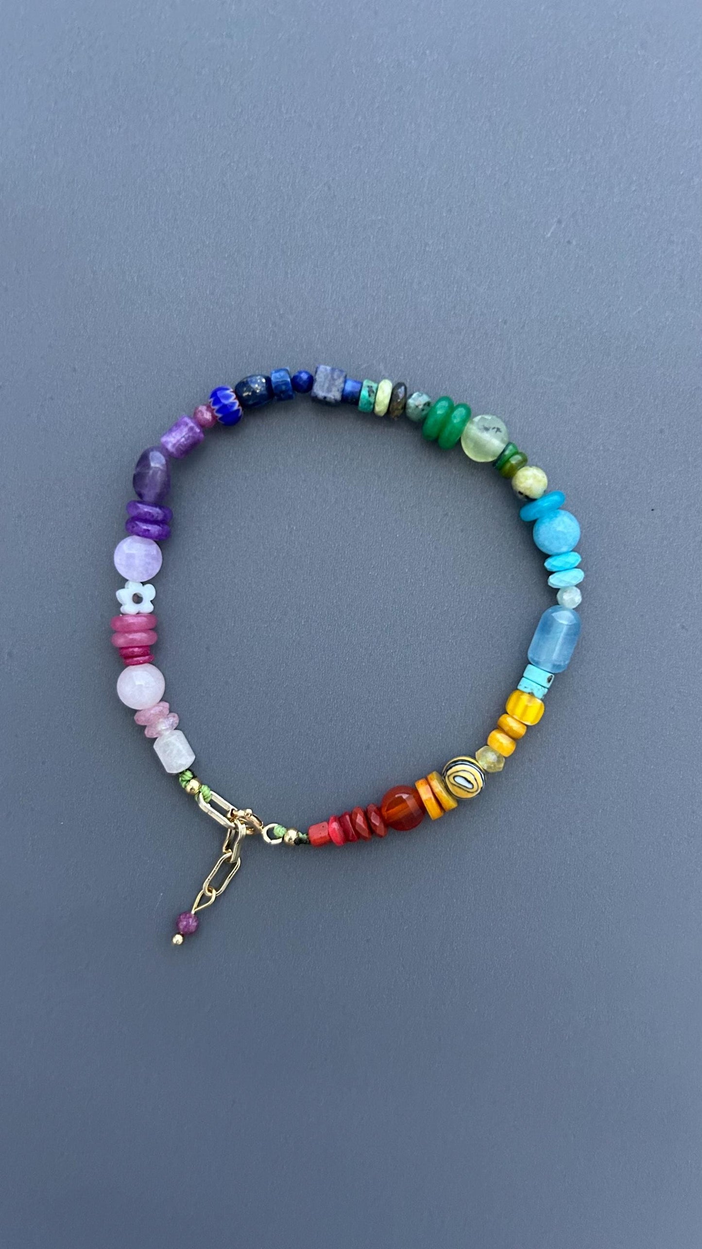 Rainbow Gemstone Bracelet | Color Spectrum Crystal Bracelet | Handmade Multicolor Beaded Jewelry | Chakra Inspired Gift for Her | Boho Luxe