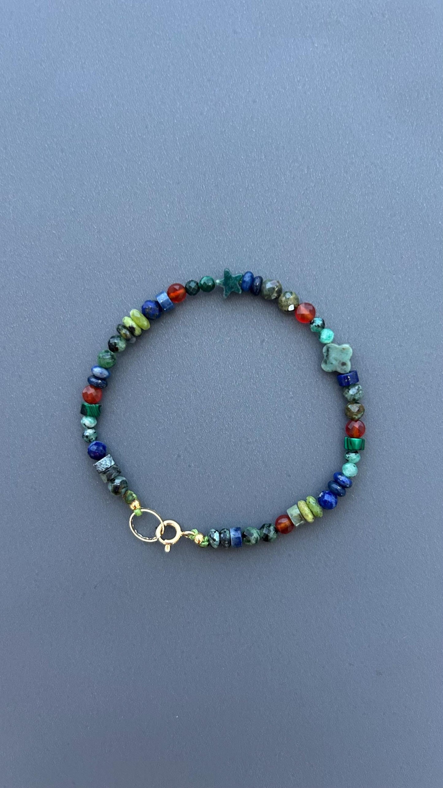 Dainty Gemstone Bracelet, African Turquoise & Lapis Beaded Bracelet, Colorful Natural Stone Jewelry, Minimalist Boho Gift