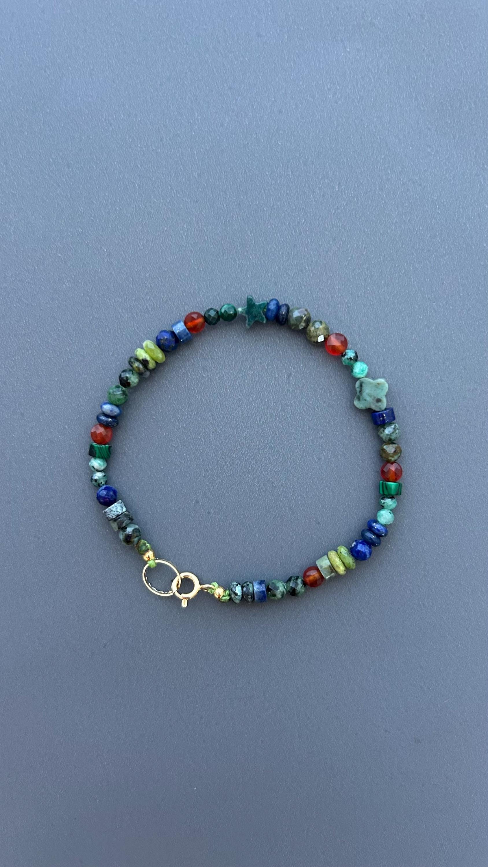 Dainty Gemstone Bracelet, African Turquoise & Lapis Beaded Bracelet, Colorful Natural Stone Jewelry, Minimalist Boho Gift
