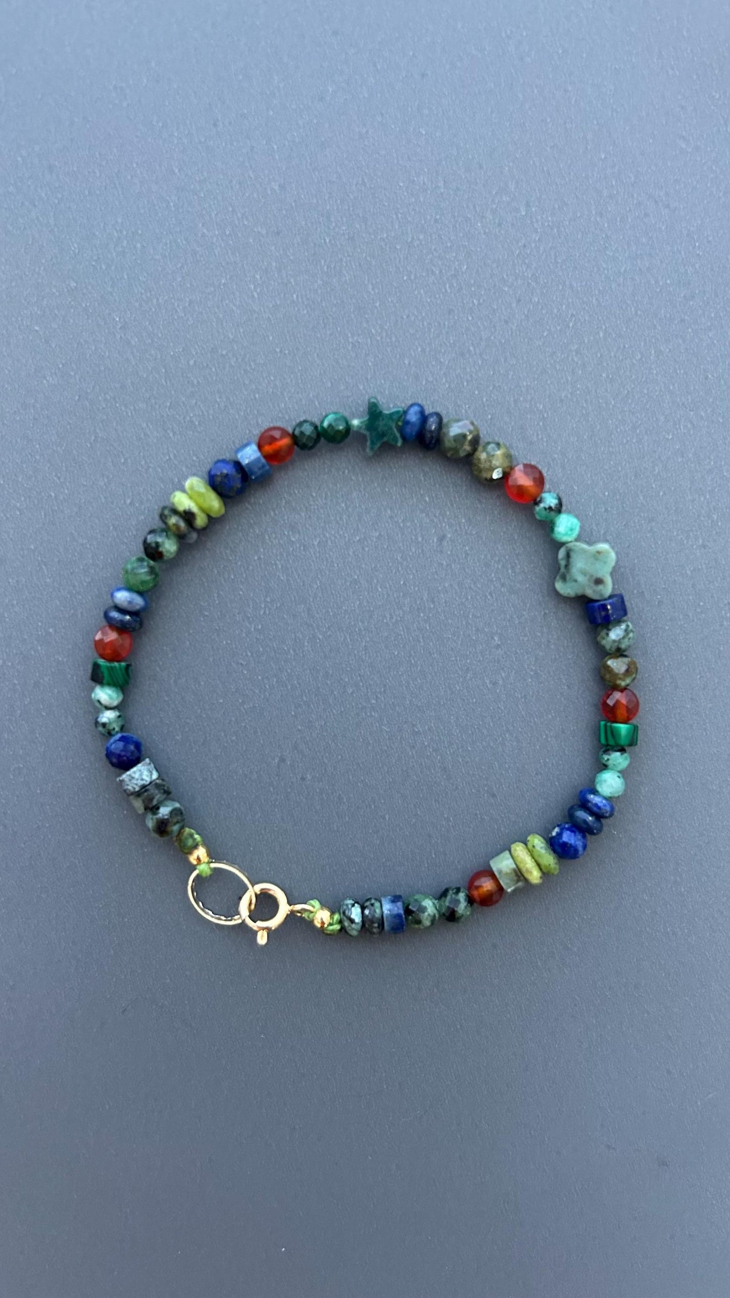Dainty Gemstone Bracelet, African Turquoise & Lapis Beaded Bracelet, Colorful Natural Stone Jewelry, Minimalist Boho Gift