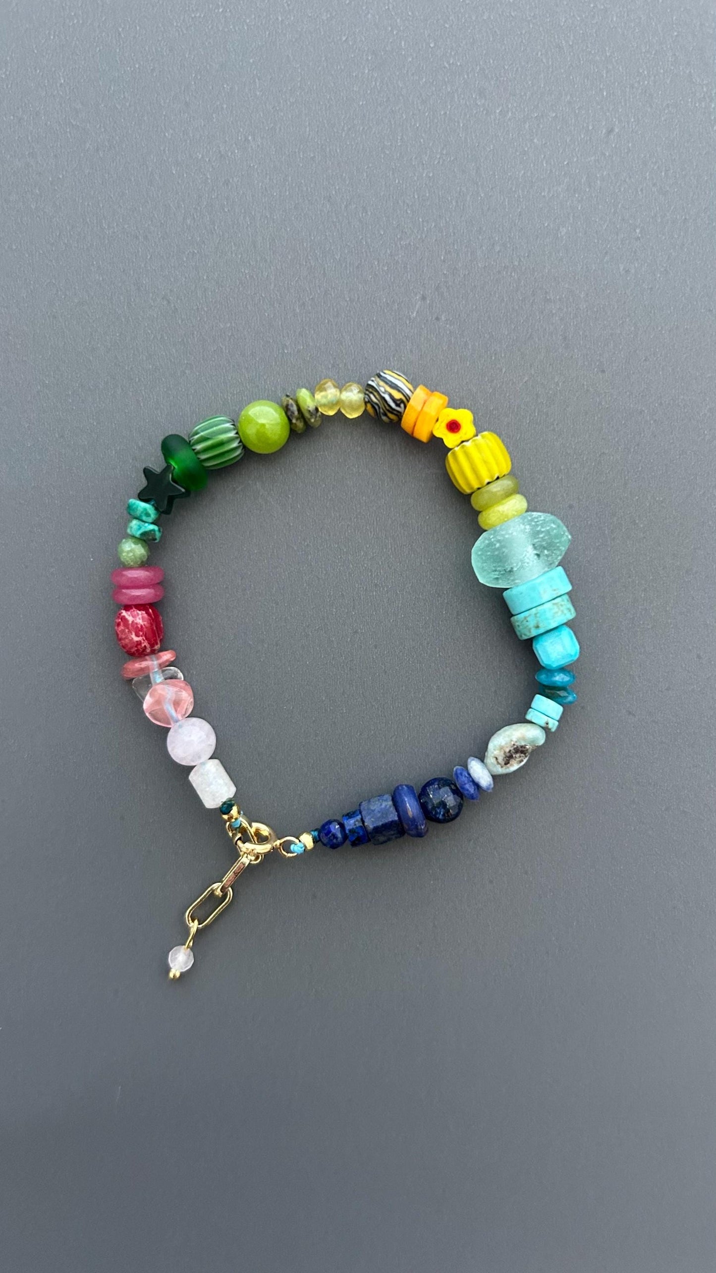 Colorful Gemstone Bracelet, Rainbow Beaded Bracelet, Mixed Stone Jewelry, Boho Artisan Bracelet, Handmade Crystal Bracelet, Gift for Her