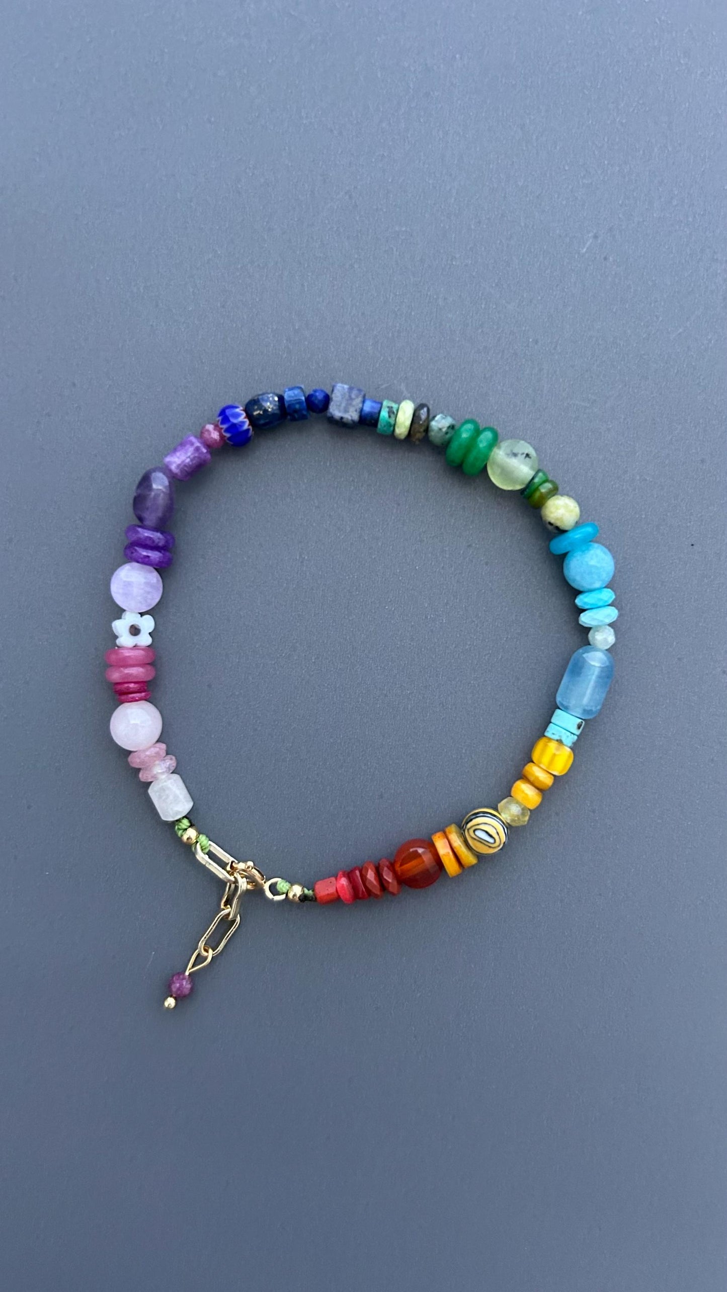 Rainbow Gemstone Bracelet | Color Spectrum Crystal Bracelet | Handmade Multicolor Beaded Jewelry | Chakra Inspired Gift for Her | Boho Luxe