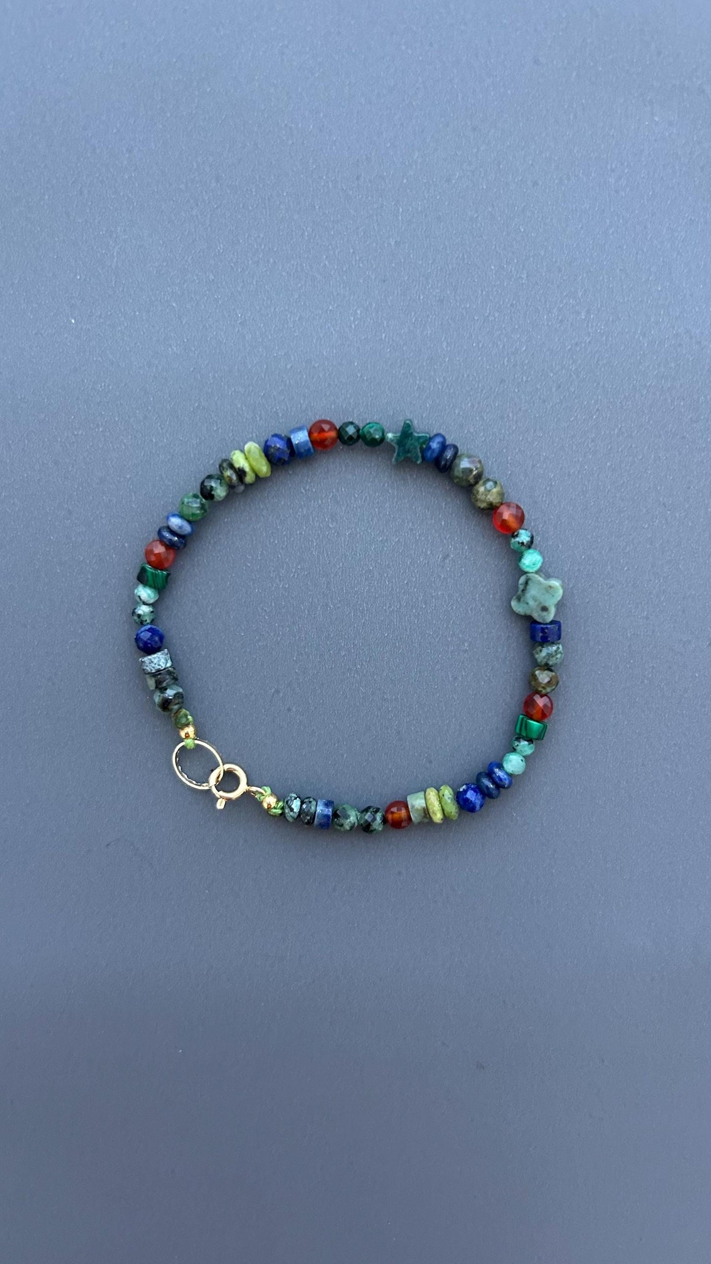 Dainty Gemstone Bracelet, African Turquoise & Lapis Beaded Bracelet, Colorful Natural Stone Jewelry, Minimalist Boho Gift