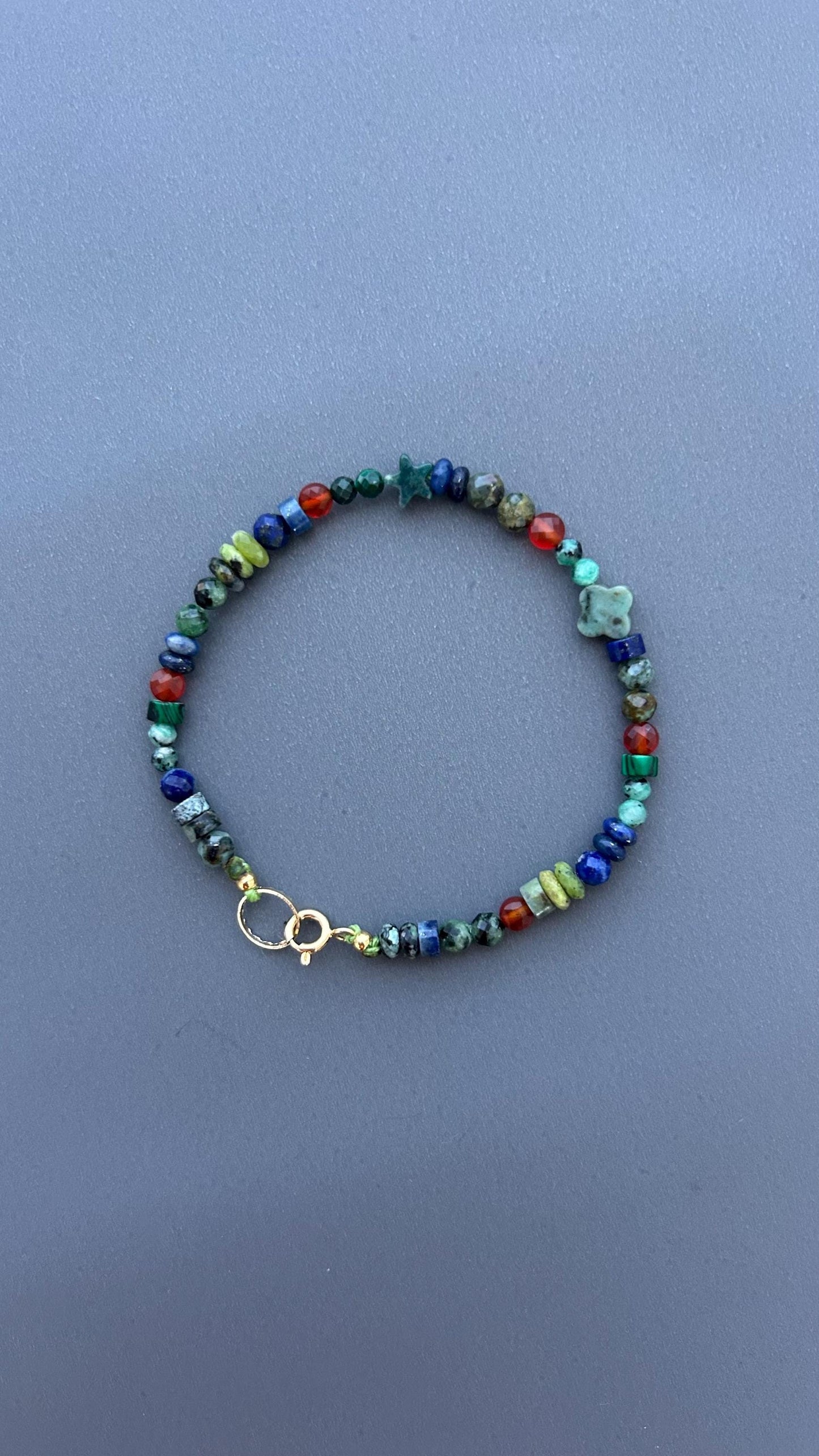 Dainty Gemstone Bracelet, African Turquoise & Lapis Beaded Bracelet, Colorful Natural Stone Jewelry, Minimalist Boho Gift