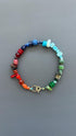 Gradient Beaded Bracelet, Rainbow Gemstone Bracelet, Handmade Natural Stone Jewelry, Boho Stacking Bracelet, Unique Unisex Gift