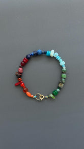 Gradient Beaded Bracelet, Rainbow Gemstone Bracelet, Handmade Natural Stone Jewelry, Boho Stacking Bracelet, Unique Unisex Gift