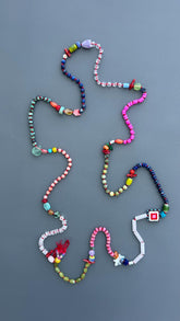 Colorful Handmade Beaded Necklace, Boho Gemstone Statement Necklace, Mixed Bead Jewelry, Eclectic Artisan Necklace, Festival Gift for Women