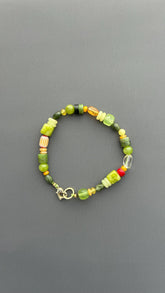 Natural Green Jade Bracelet, Chalcedony & Canadian Jade Bracelet, Southern Jade, Citrine Glass Beads, Handmade Gemstone Jewelry