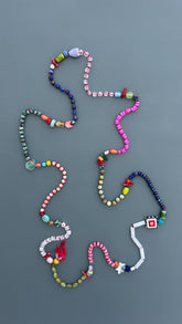 Colorful Handmade Beaded Necklace, Boho Gemstone Statement Necklace, Mixed Bead Jewelry, Eclectic Artisan Necklace, Festival Gift for Women