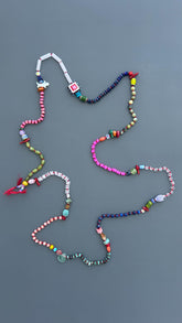 Colorful Handmade Beaded Necklace, Boho Gemstone Statement Necklace, Mixed Bead Jewelry, Eclectic Artisan Necklace, Festival Gift for Women