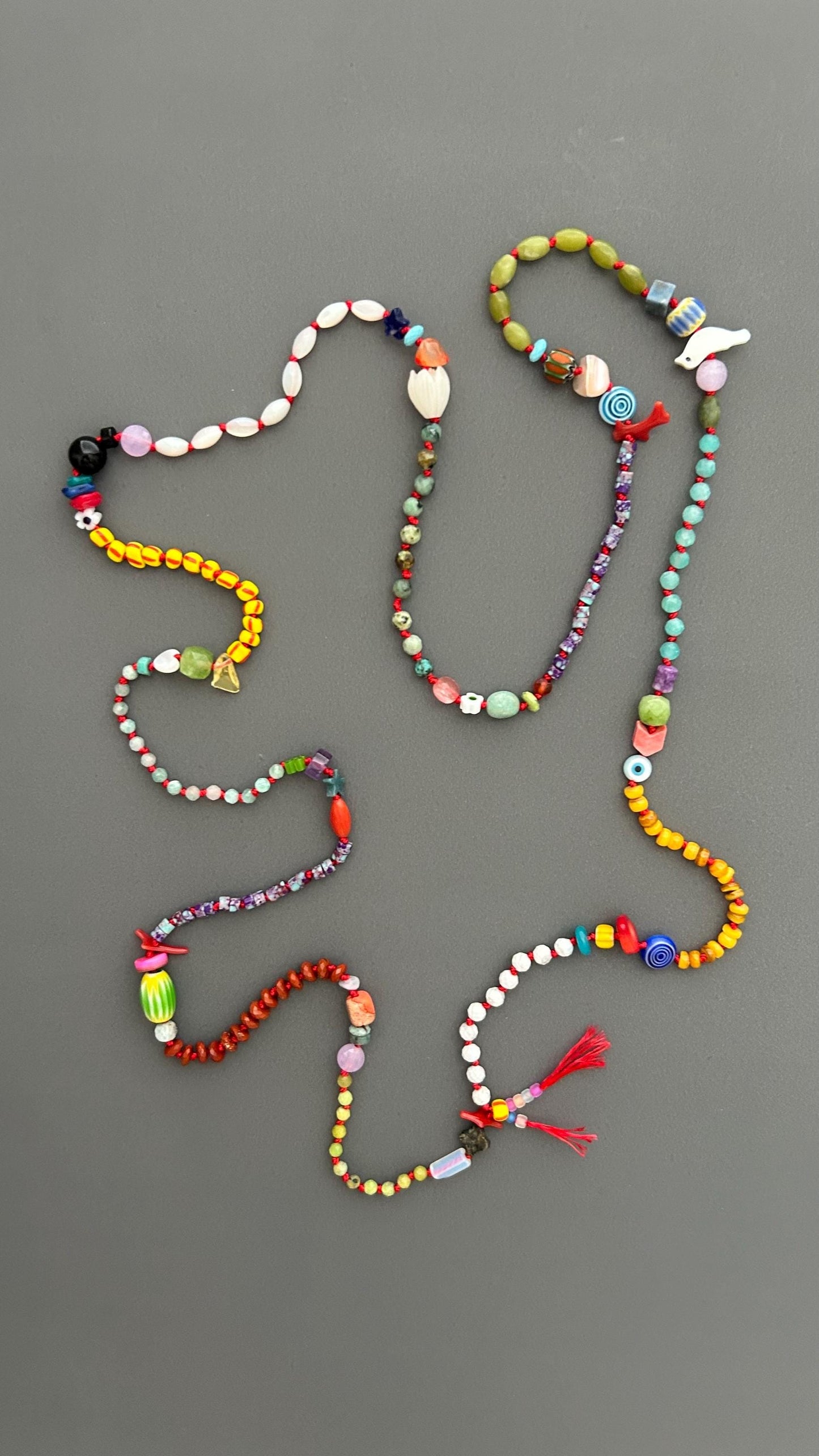 Saturar Colorful Handmade Beaded Necklace, Boho Statement Necklace, Eclectic Artisan Jewelry, Long Multicolor Necklace, Gift for Her